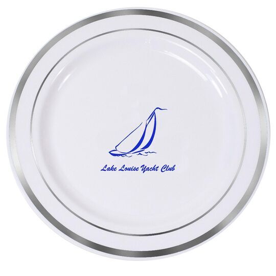 Sailboat Clipper Premium Banded Plastic Plates